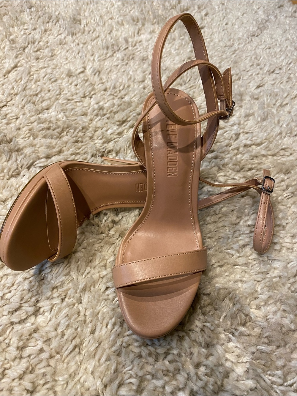 Steve Madden Tan Strappy Stilettos